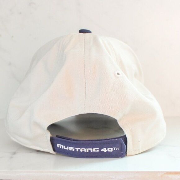 Ford Mustang 40th Anniversary Ford Collection Baseball Hat Beige Blue Red Logo - Picture 3 of 6